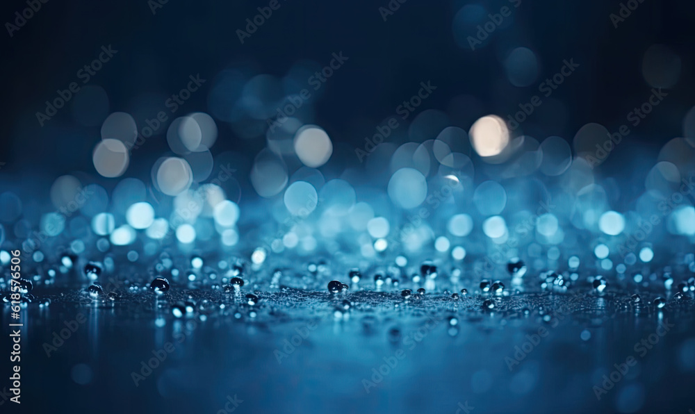 Fototapeta premium Blue defocused lights. Winter background, generative AI