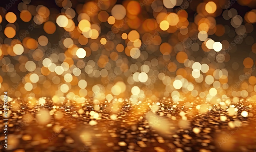 Abstract gold background defocused lights, generative AI