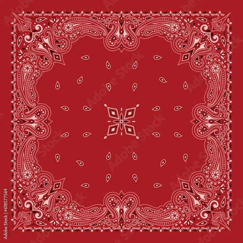 Simply Bandana decorated with white black geometric ornament lines that can be applied to fabrics of various colors