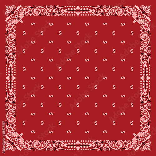 Simply Bandana decorated with white black geometric ornament lines that can be applied to fabrics of various colors