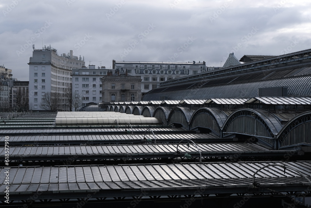 Fototapeta premium 19th-century Architecture legacy which is visible in Paris, when IRON and GLASS were very widely used as construction materials.