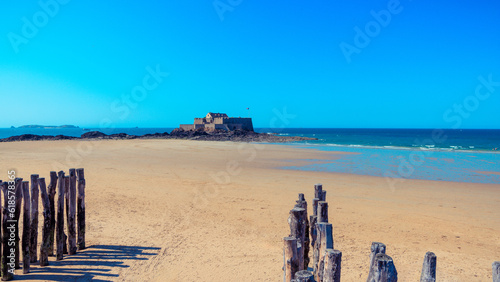 beach of Saint Malo, Brittany in France