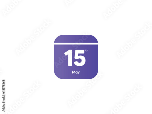 15th May calendar date month icon with gradient color, flat design style vector illustration

