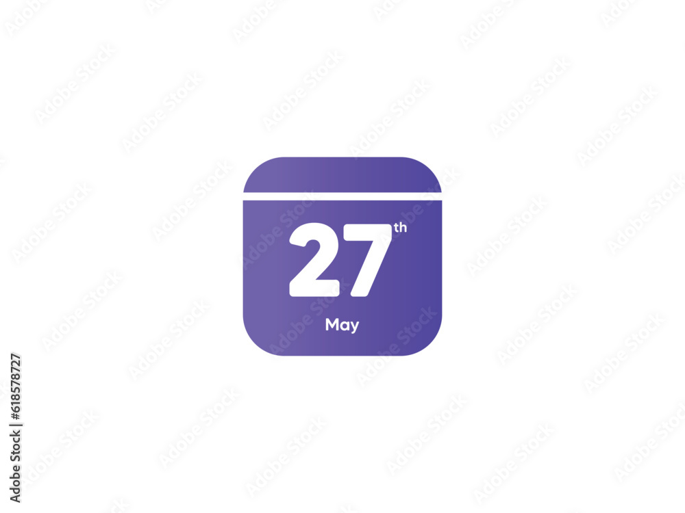 27th May calendar date month icon with gradient color, flat design style vector illustration
