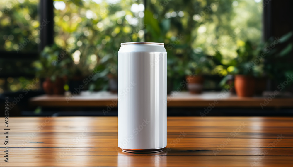 product mock up blank of a can sitting on a table product mock up blank of a can sitting on a table