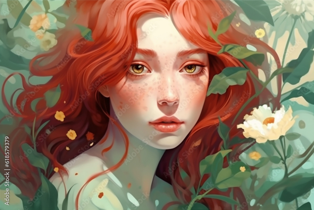 colourful woman portrait girl pastel tender beauty flower trend floral face. Generative AI. colourful woman portrait girl pastel tender beauty flower trend floral face. Generative AI.