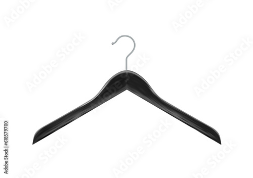 Black wooden clothes hangers isolated on white background. Wooden hanger Realistic vector clothes hanger wooden hanger closeup isolated on background. Vector