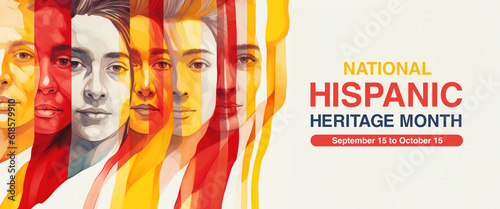 National Hispanic heritage month. Spanish culture celebration. Banner with copy space. photo