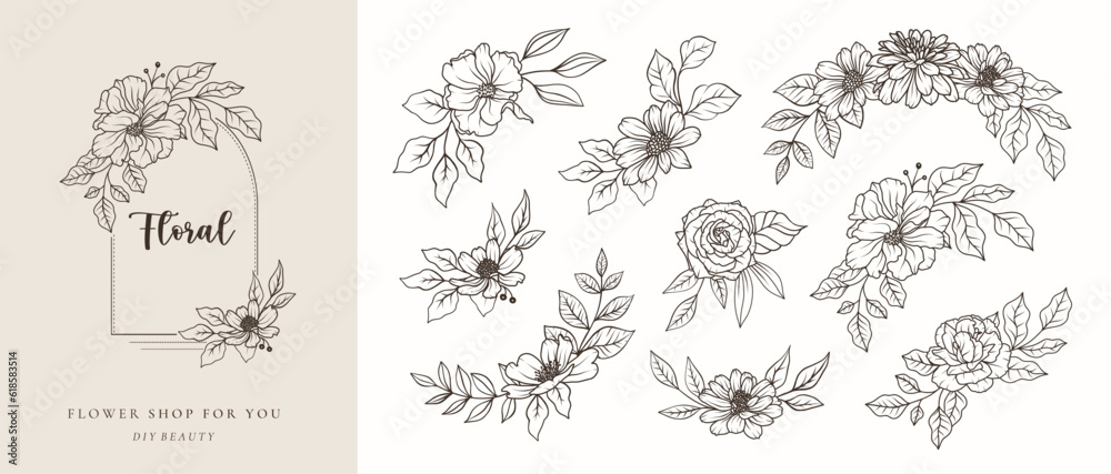 Hand Drawn graphic lace flowers Stock Vector by ©Sopelkin 110021350