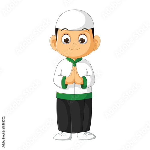 kids muslim cartoon posing