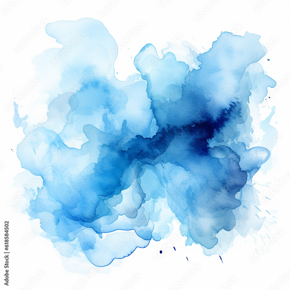 Blue watercolor spot on a transparent background 