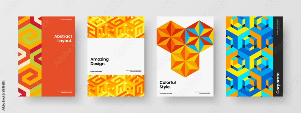 Abstract mosaic pattern company cover concept set. Trendy banner vector design template bundle. Abstract mosaic pattern company cover concept set. Trendy banner vector design template bundle.