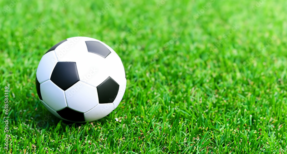 ball in the middle of a beautiful soccer field with amazing green grass ball in the middle of a beautiful soccer field with amazing green grass