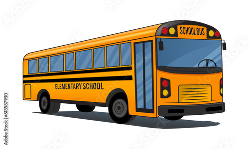 School Bus vector illustration. Kids Elementary School Bus Transportation