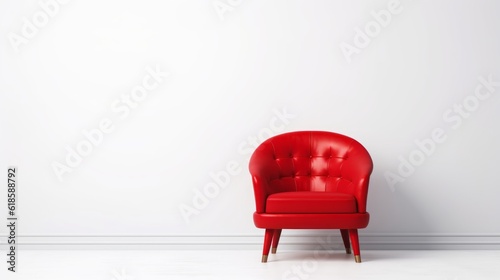 Strategic Seat of Success, Red Chair Symbolizing Business Strategy and Innovation on a White Background, generative ai.
