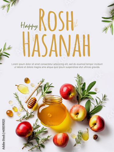Wallpaper Mural Jewish New Year or  Rosh Hashanah with Honey and Apples