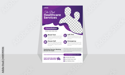 Modern Corporate and Creative Flyer Design Template Vertical Name Flyer Simple and Clean Purple White and Black Business Flyer Vector Illustration Colorful Gradient Flyer Design Brochure Medical Flyer