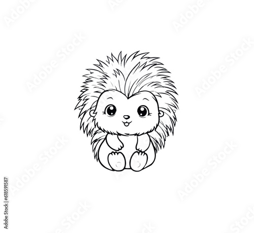 Cartoon hedgehog on a white background. Vector illustration	