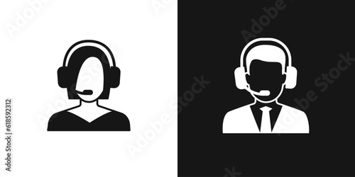 Social call center vector icon. Call center operator, support service sign