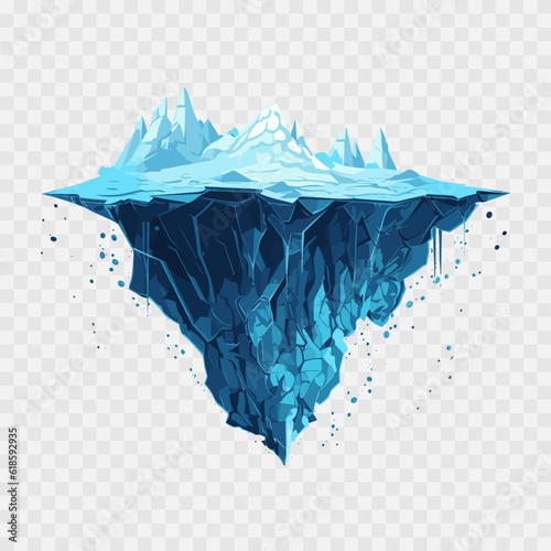 Cartoon iceberg. Iceberg underwater view. High quality illustration of Iceberg. Isolated on transparent background. Vector illustration EPS10