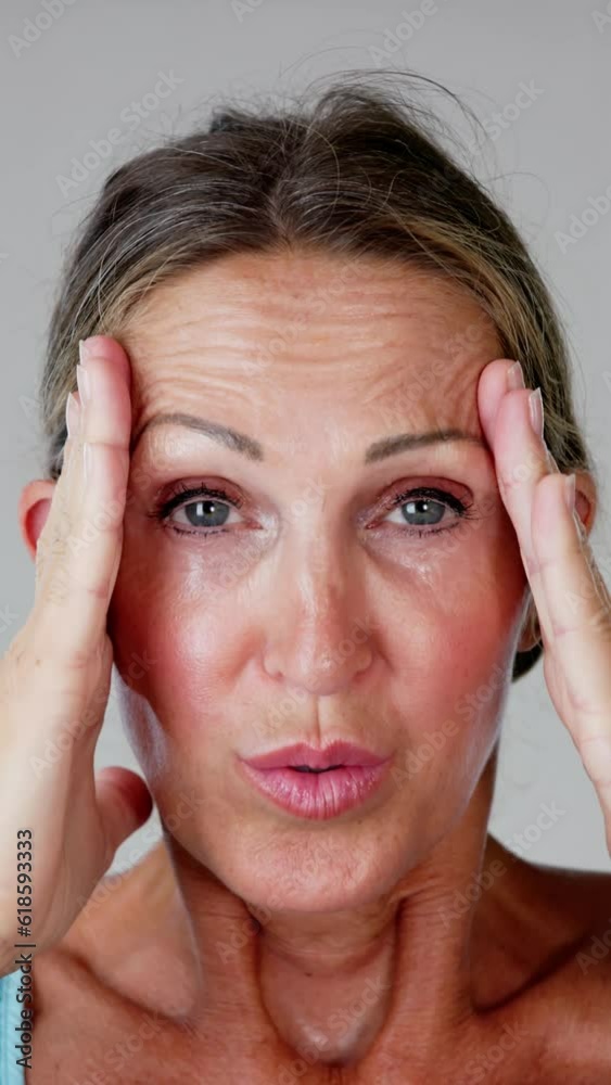 Worried Woman With Migraine Pain Worried Woman With Migraine Pain