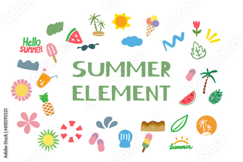 Summer element vector and illustration