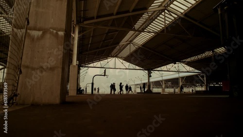 Men Playing Basketball in New York City Wildfire Smoke