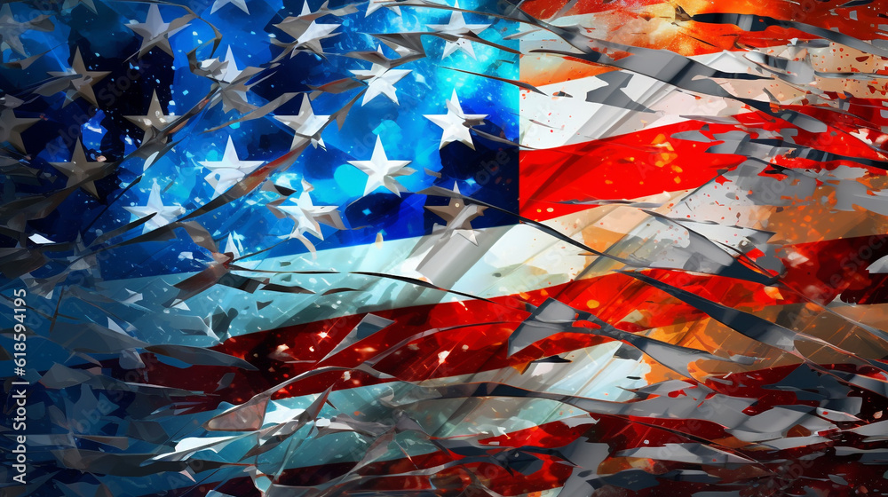 Abstrakcyjna ilustracja flagi USA - obrazy, fototapety, plakaty 