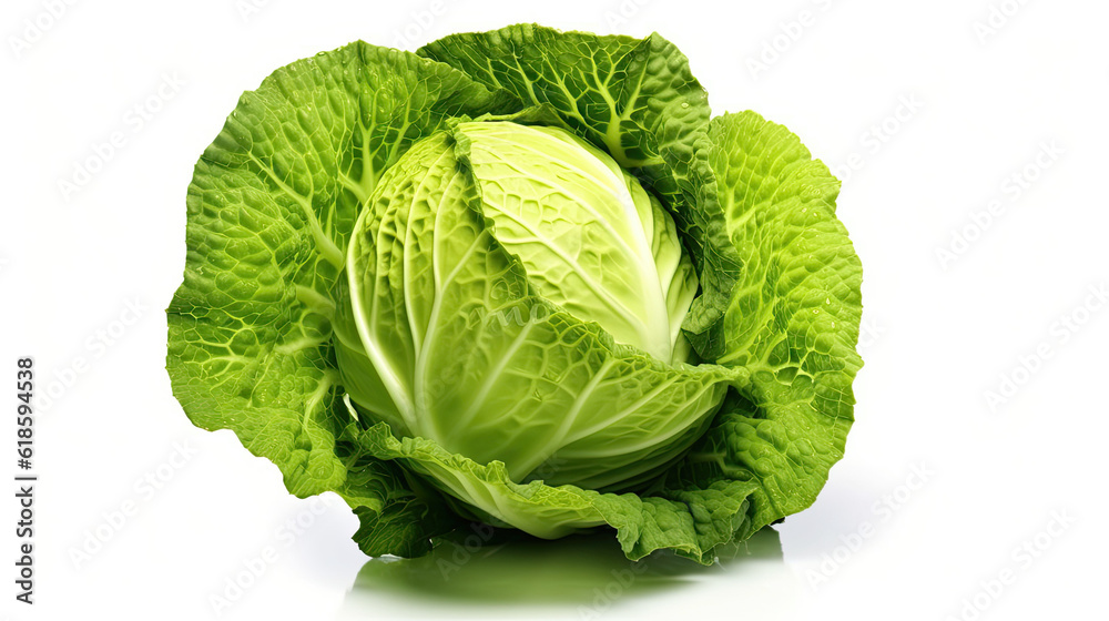 photorealism of cabbage isolated on white background,Ai generative. photorealism of cabbage isolated on white background,Ai generative.