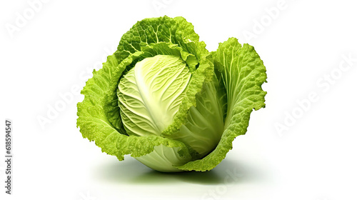 photorealism of cabbage isolated on white background,Ai generative.