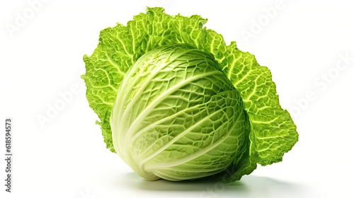 photorealism of cabbage isolated on white background,Ai generative.