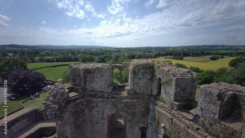 Raglan Castle in Summer, Raglan, Monmouthshire, South Wales, UK Raglan Castle in Summer, Raglan, Monmouthshire, South Wales, UK
