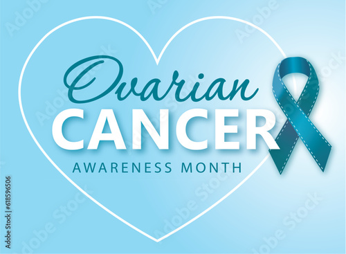 Blue Green Ribbon – Ovarian Cancer Symbol – v4