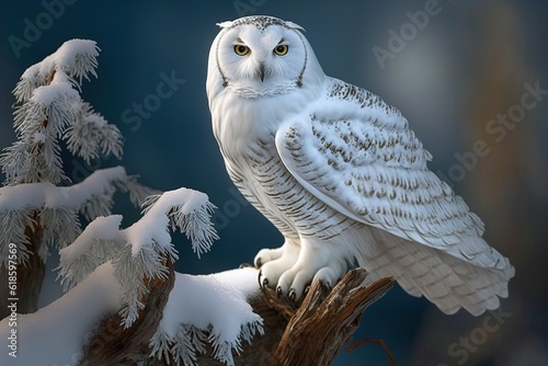 snowy white owl. AI generated photo