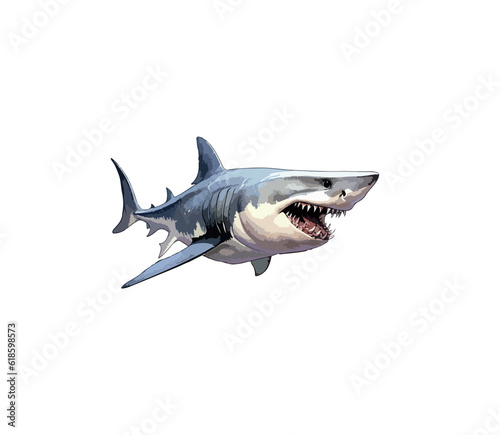 Vector illustration of cartoon shark isolated on white background