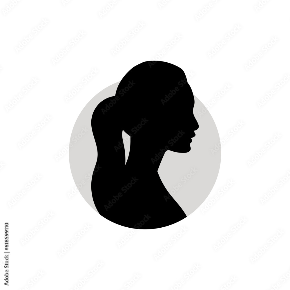 Silhouette of a female head. Vector illustration on white background. Silhouette of a female head. Vector illustration on white background.