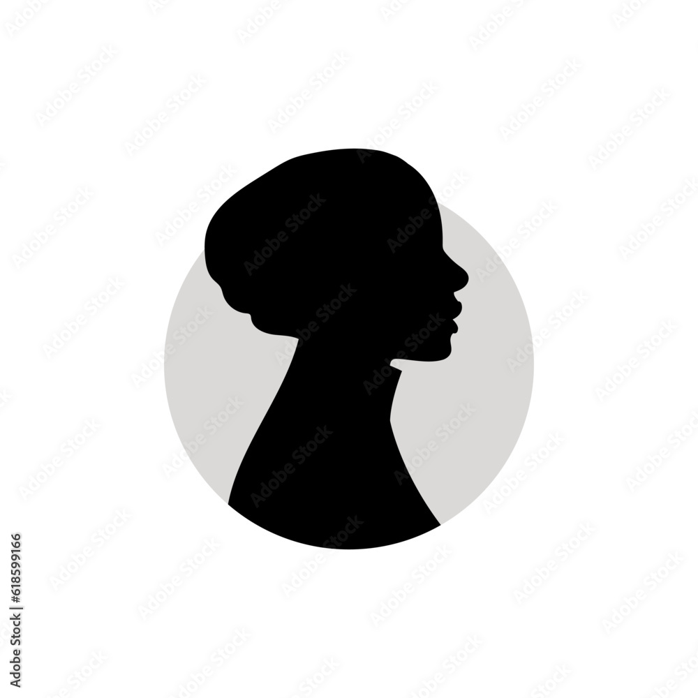 Silhouette of a female head. Vector illustration on white background. Silhouette of a female head. Vector illustration on white background.