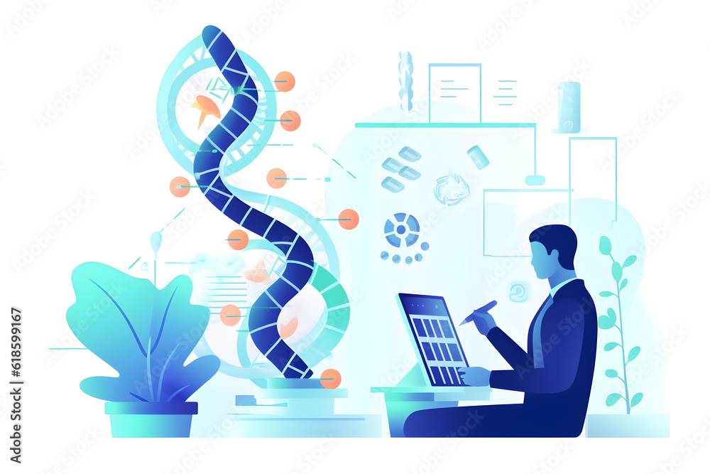 Flat vector illustration genetic engineering concept genetic testing ...
