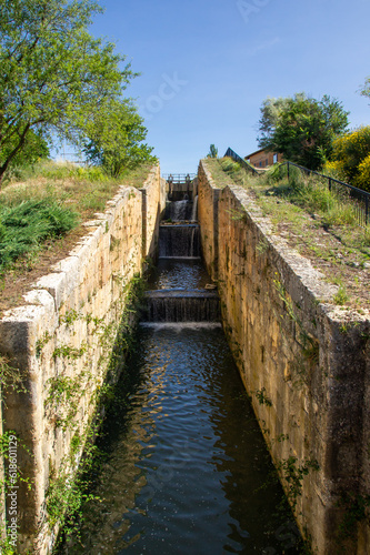 Esclusa del canal de Castilla en Villamuriel de Cerrato, Palencia, con varios saltos de agua. Una de las mayores obras civiles en  la historia de España. photo