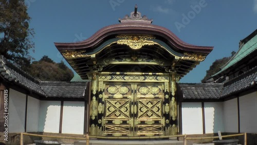 Doors decorated by gold at Kenchoji temple, Kamakura, Japan photo