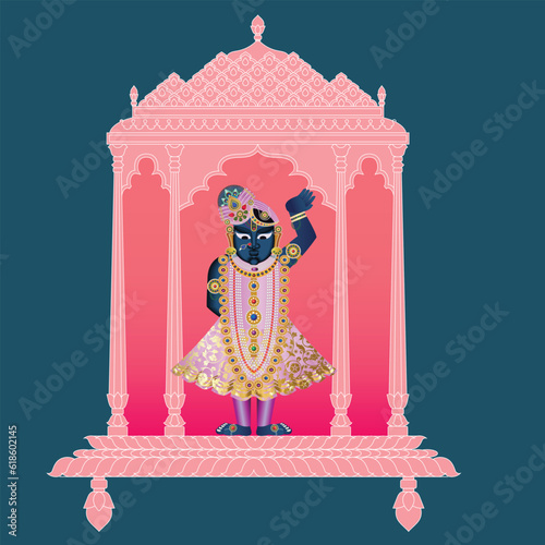 Shrinathji or Lord Krishna as Pichwai folk painting	
