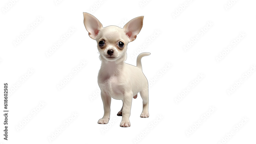 Cream Chihuahua Dog isolated on a transparent background