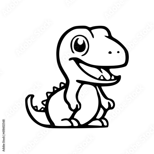 Cute dinosaurus black outlines vector illustration