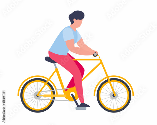 Male ride on urban ecofriendly personal transport Active lifestyle Vector illustration in a flat style