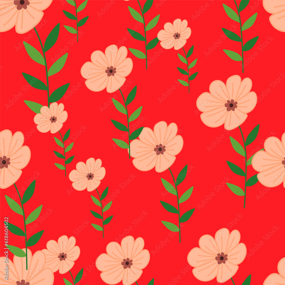 Simple stylized flower seamless pattern. Decorative naive botanical backdrop. Simple stylized flower seamless pattern. Decorative naive botanical backdrop.