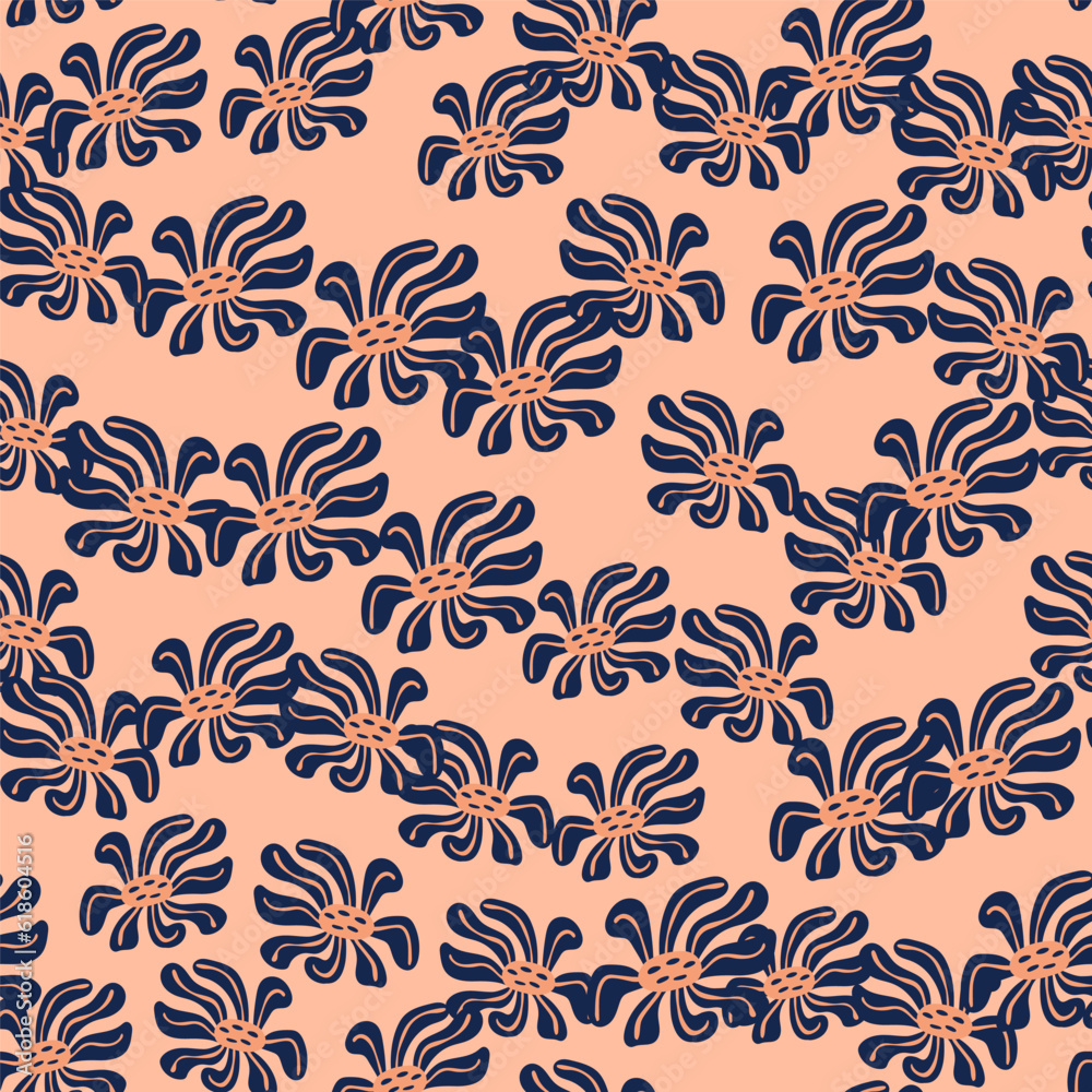 Vintage stylized flowers background. Decorative retro abstract bud flower seamless pattern.