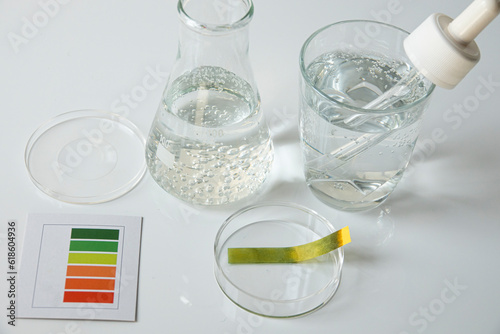 Ph test of water acidity,