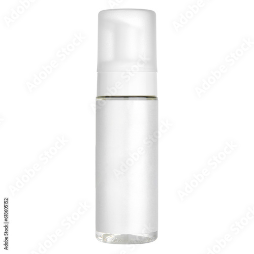 Photography Beautiful white satin cosmetic product packaging bottle with foam dispenser for facial or body cleanser and micellar water