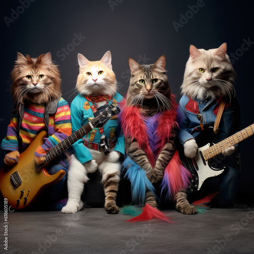 Funny photo of a cats pop/rock band