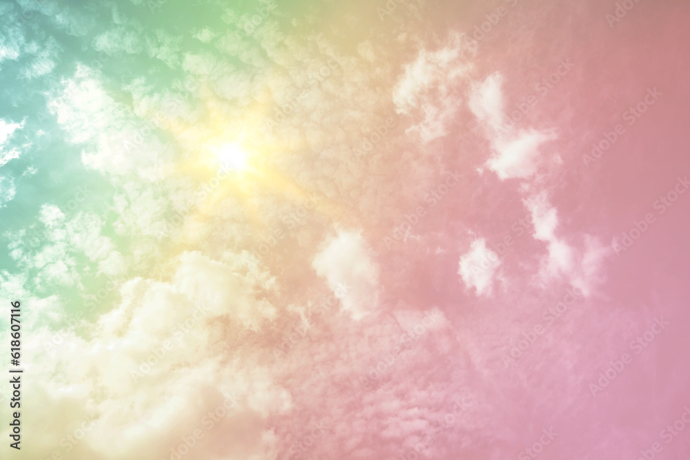 Sky and cloud background with a pastel color. Sky cloud background with a pastel colored gradient. Sky and cloud background and pastel fantasy color.